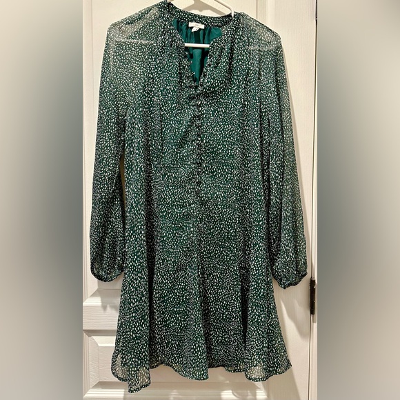 NWT Joie Limited Edition Long Sleeve Arctic Spot Chiffon Dress Front Button ZP1 - Picture 2 of 9